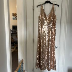 This is a rose sequin formal floor length gown. By NW in a 16W.